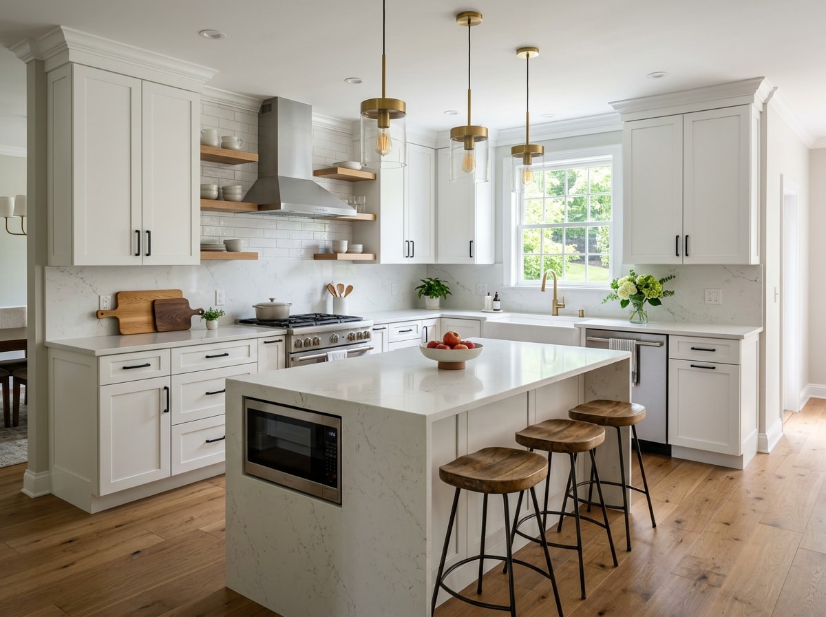 Finished kitchen remodel with quartz countertops and new cabinetry in a Flour Bluff home