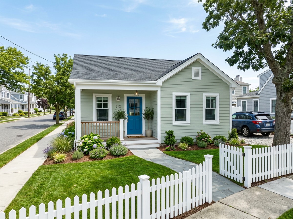 Exterior of a renovated Flour Bluff home with new siding and trim paint