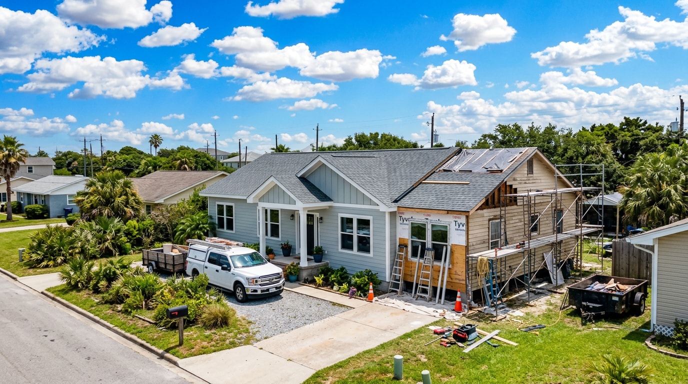 Construction builder renovation project on a coastal home in Flour Bluff, TX