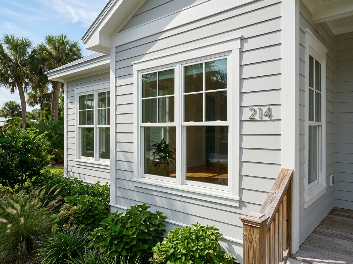 Coastal home in Portland, TX with newly installed impact-rated windows and fresh exterior paint
