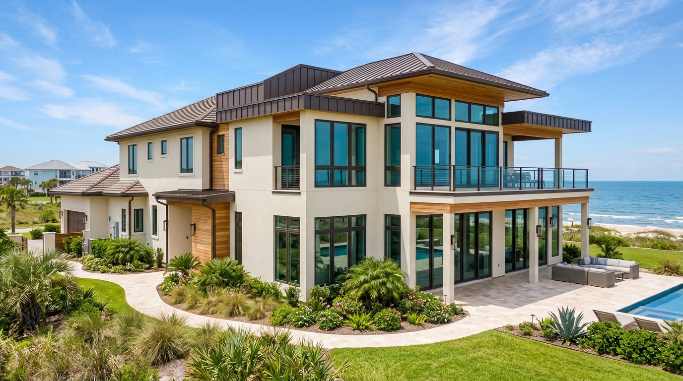Finished luxury home addition with large impact windows on a Corpus Christi, TX home Finished luxury home addition with large impact windows on a Corpus Christi, TX home
