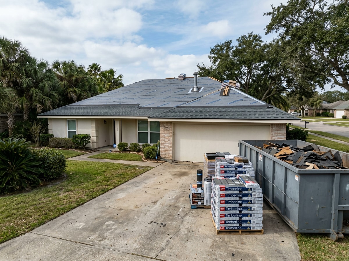 Coastal roof replacement project in Flour Bluff, TX near Corpus Christi