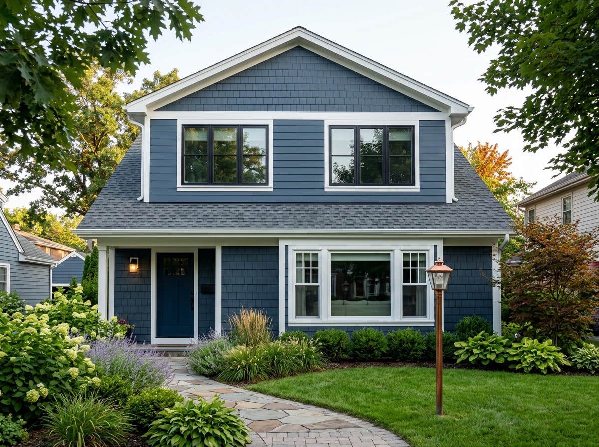 Exterior view of a second-story addition blended seamlessly with the home's original roofline