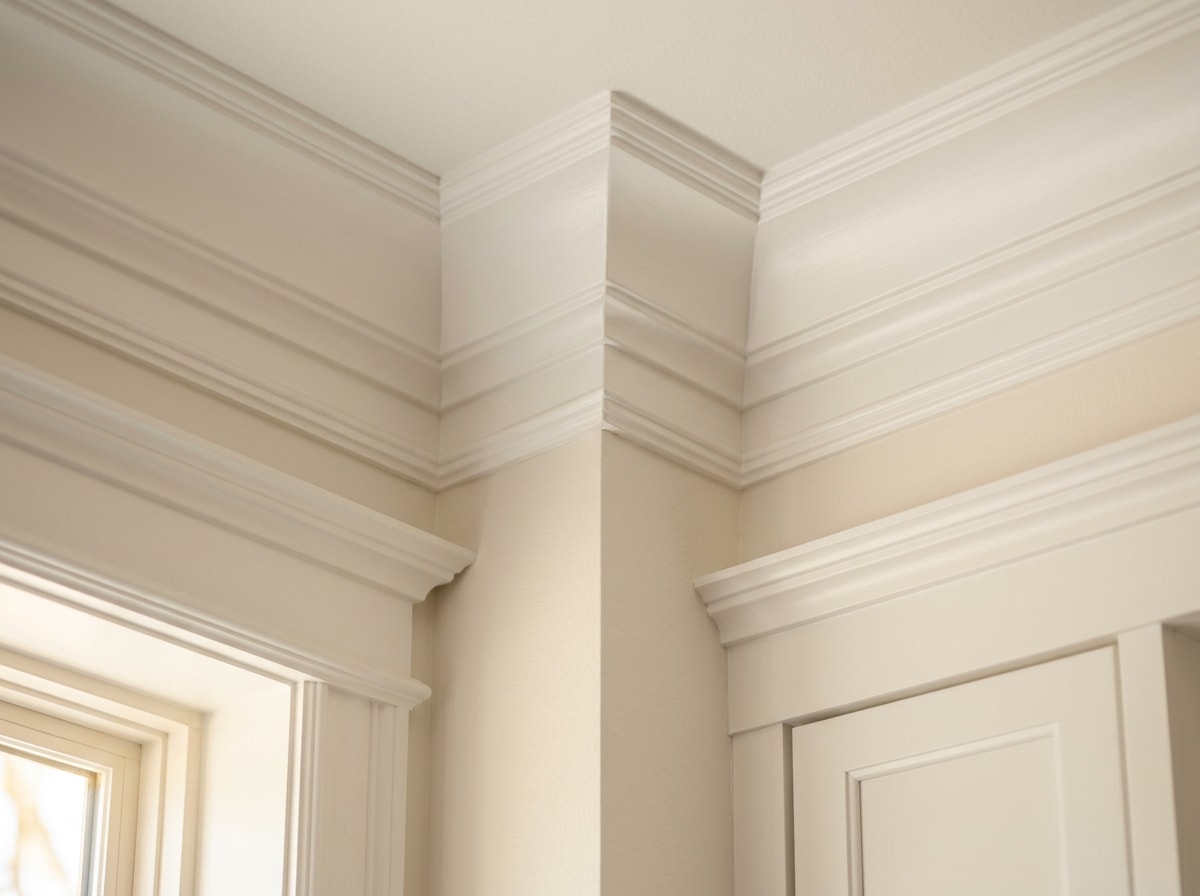 Close-up of fine trim and finish carpentry detail in a newly built home