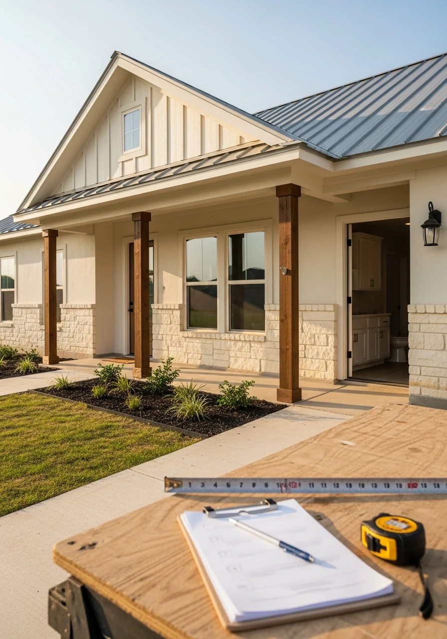 Property owner and technician reviewing maintenance plan at a Calallen home.